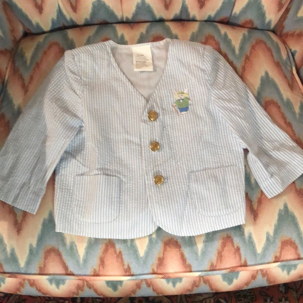 Seersucker Blazer with embroidered Easter Bunny 12 months